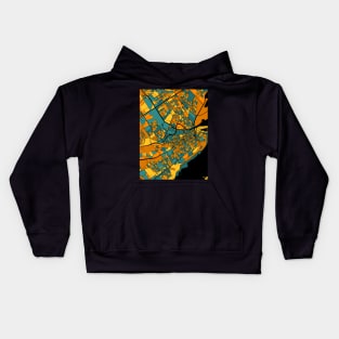 Quebec City Map Pattern in Orange & Teal Kids Hoodie